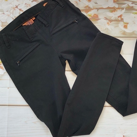 𝅺TORY Burch Super Skinny Zipper Moto Jeans 27 Black - Picture 6 of 11